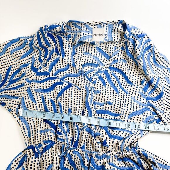 NIC+ZOE Women's Blue & White Abstract Wrap Dress with Pockets Size XS - Picture 6 of 10